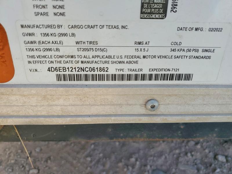 Продажа на аукционе авто 2022 Cargo Craft Unknown, vin: 4D6EB1212NC061862, номер лота: 78495735