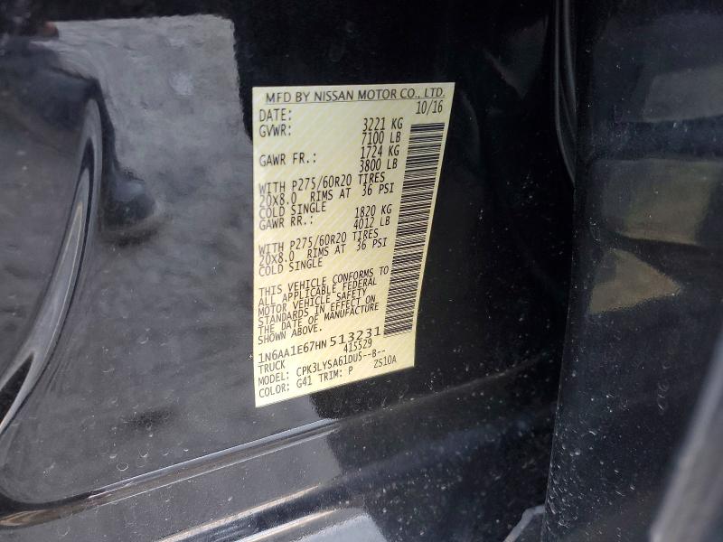 Auction sale of the 2017 Nissan Titan, vin: 1N6AA1E67HN513231, lot number: 78484385