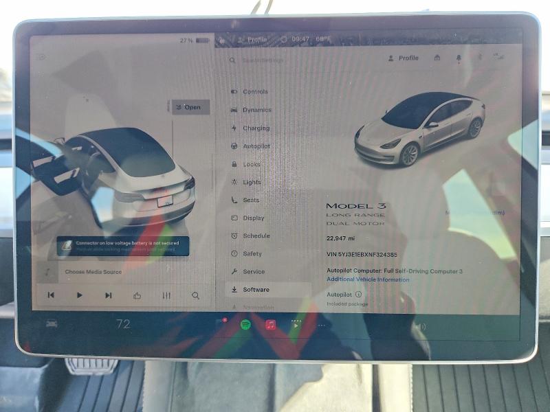 Aukcja sprzedaży 2022 Tesla Model 3, vin: 5YJ3E1EBXNF324385, numer aukcji: 77807995
