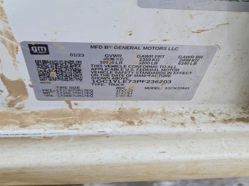 2023 Chevrolet Silverado მანქანა იყიდება აუქციონზე, vin: 1GC1YLE73PF236203, აუქციონის ნომერი: 57091096