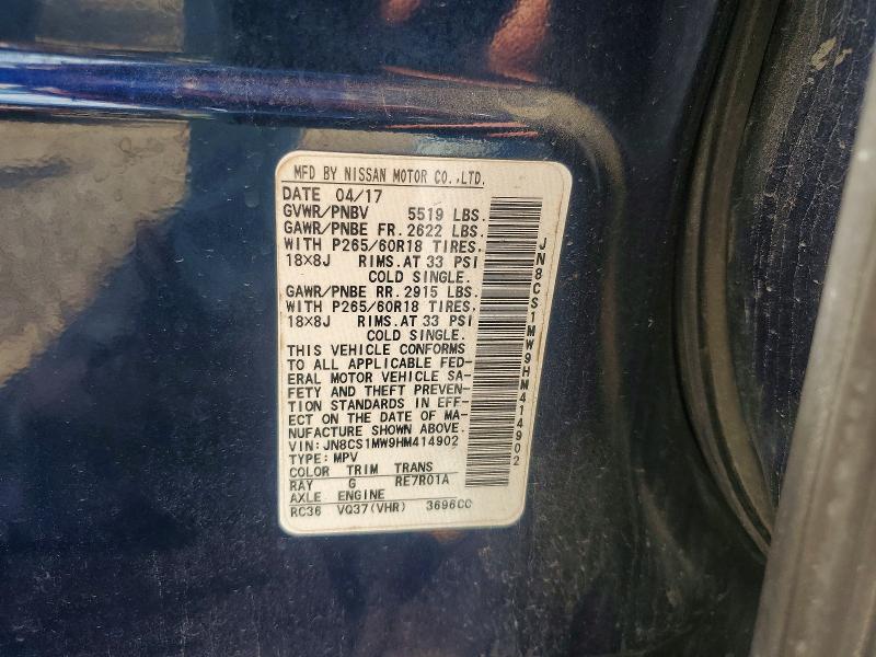 Aukcja sprzedaży 2017 Infiniti Qx70, vin: JN8CS1MW9HM414902, numer aukcji: 78359565