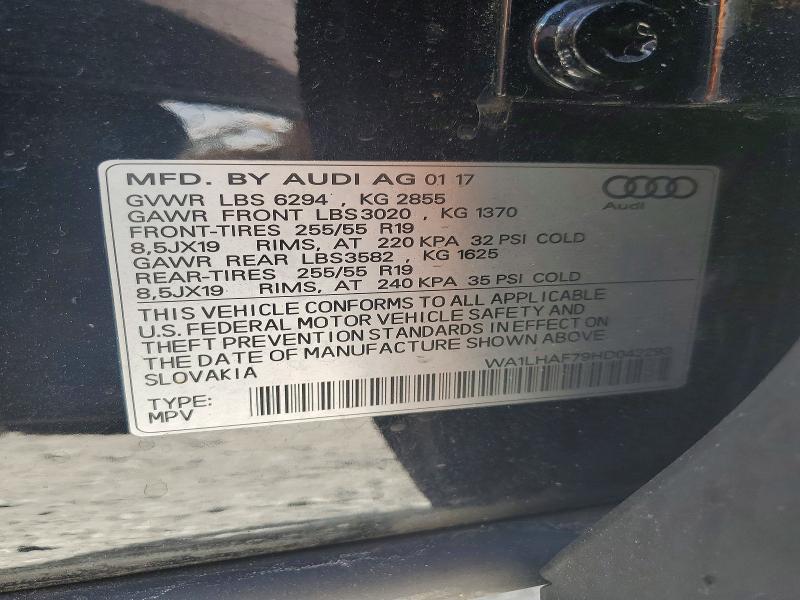 77384195 :رقم المزاد ، WA1LHAF79HD042293 vin ، 2017 Audi Q7 مزاد بيع