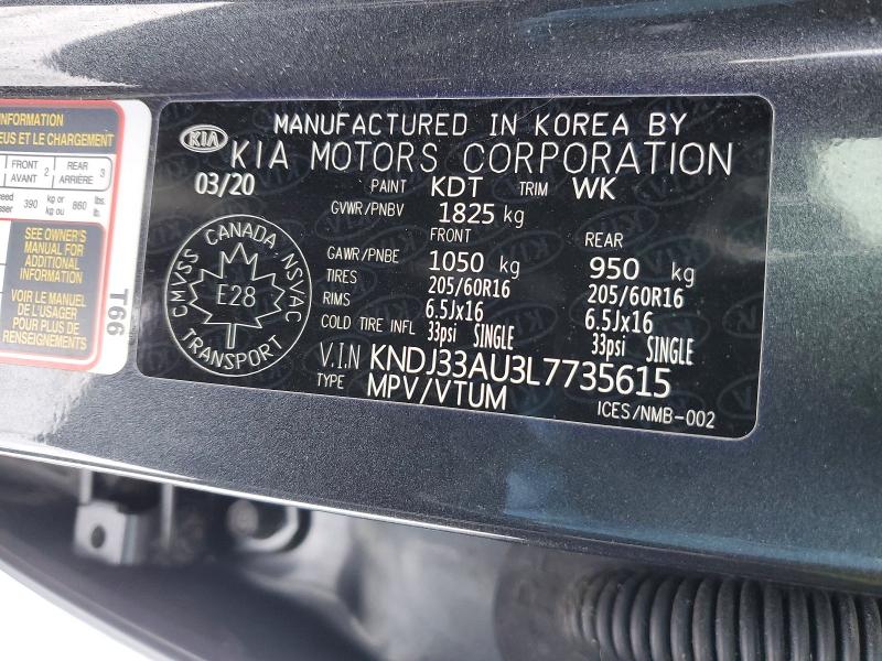 74916085 :رقم المزاد ، KNDJ33AU3L7735615 vin ، 2020 Kia Soul مزاد بيع