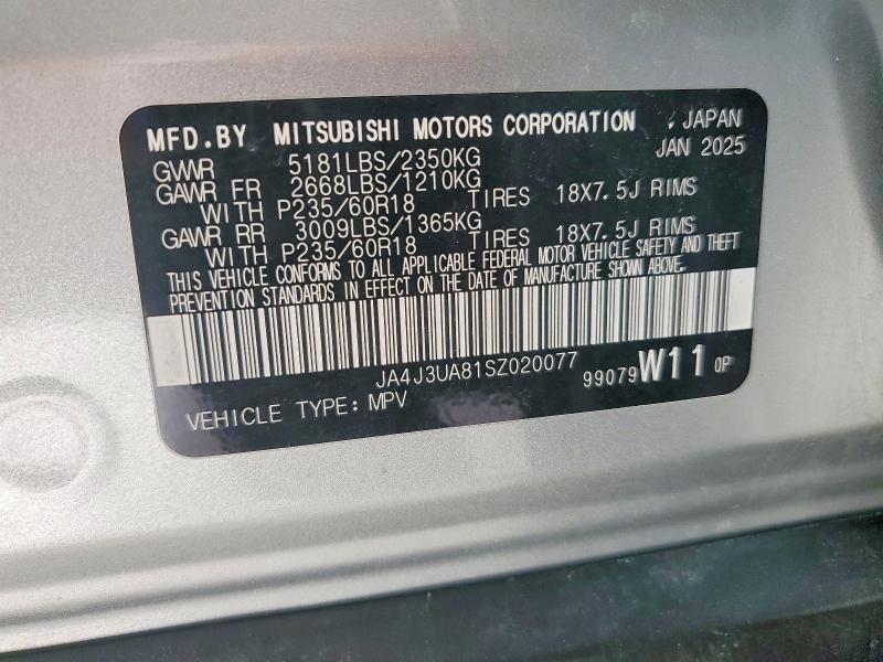 Продаж на аукціоні авто 2025 Mitsubishi Outlander, vin: JA4J3UA81SZ020077, номер лоту: 77920535
