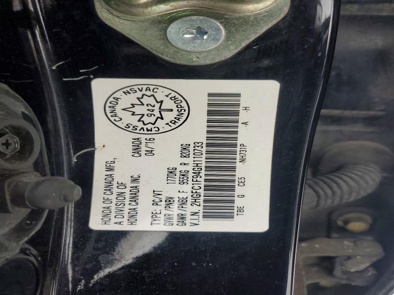 Aukcja sprzedaży 2016 Honda Civic, vin: 2HGFC1F94GH110733, numer aukcji: 78612165