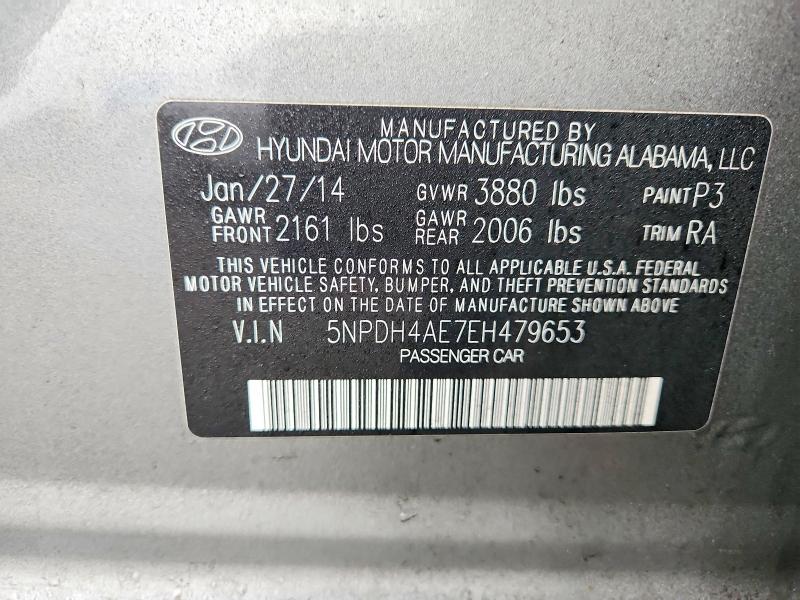 Продаж на аукціоні авто 2014 Hyundai Elantra, vin: 5NPDH4AE7EH479653, номер лоту: 77492185