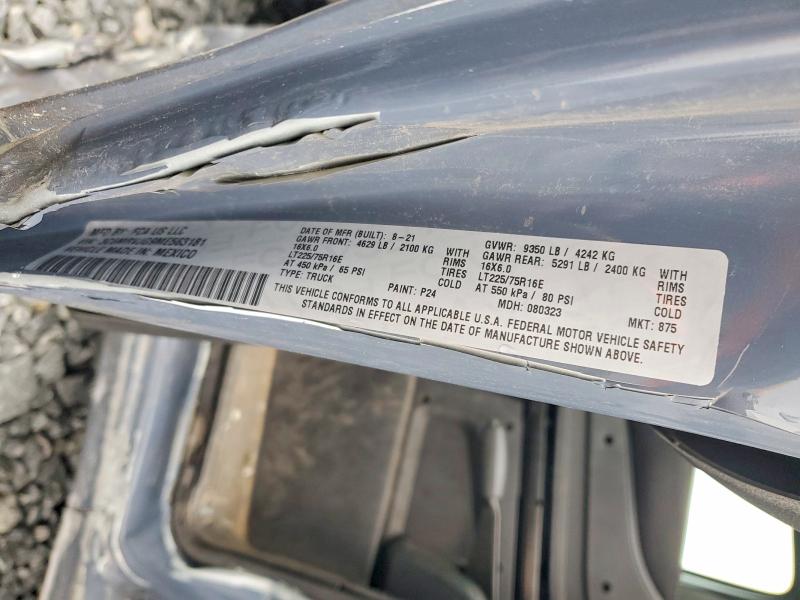 76350345 :رقم المزاد ، 3C6MRVJG9ME563181 vin ، 2021 Ram Promaster 3500 مزاد بيع