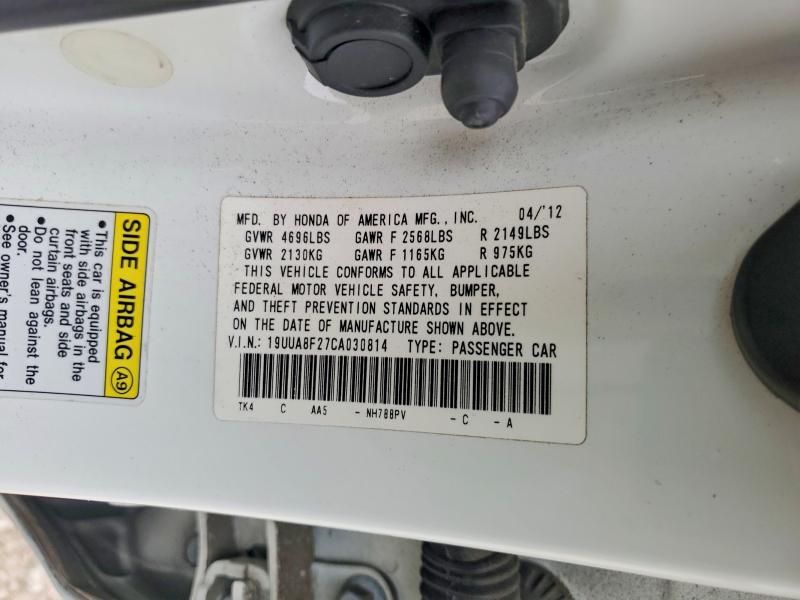 78054135 :رقم المزاد ، 19UUA8F27CA030814 vin ، 2012 Acura Tl مزاد بيع