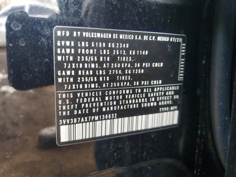 Aukcja sprzedaży 2023 Volkswagen Tiguan, vin: 3VV3B7AX7PM136632, numer aukcji: 76141355
