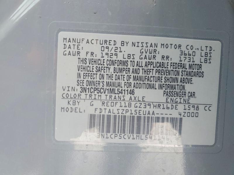 Aukcja sprzedaży 2021 Nissan Kicks, vin: 3N1CP5CV1ML541146, numer aukcji: 78971775