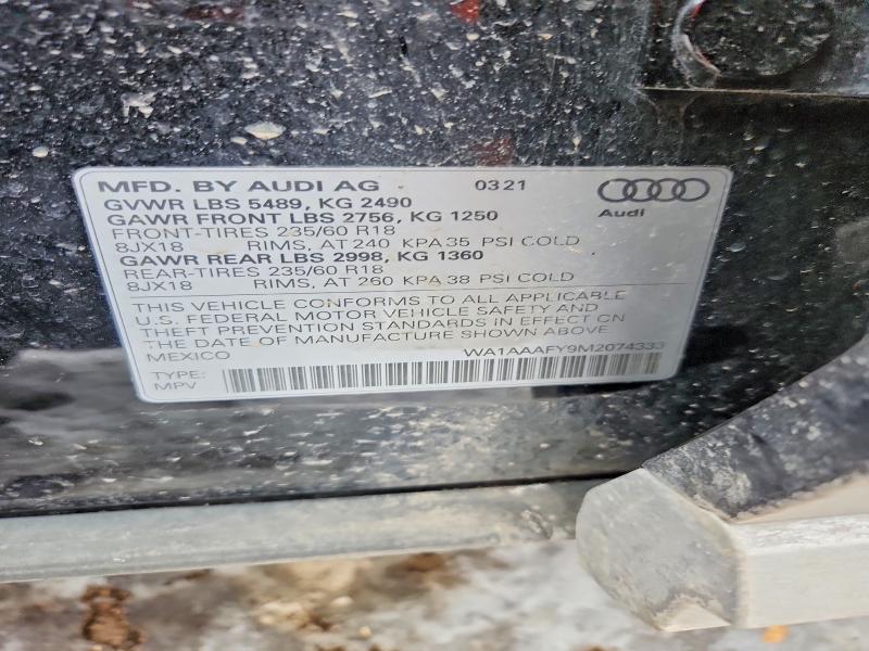 Продаж на аукціоні авто 2021 Audi Q5, vin: WA1AAAFY9M2074333, номер лоту: 75278585