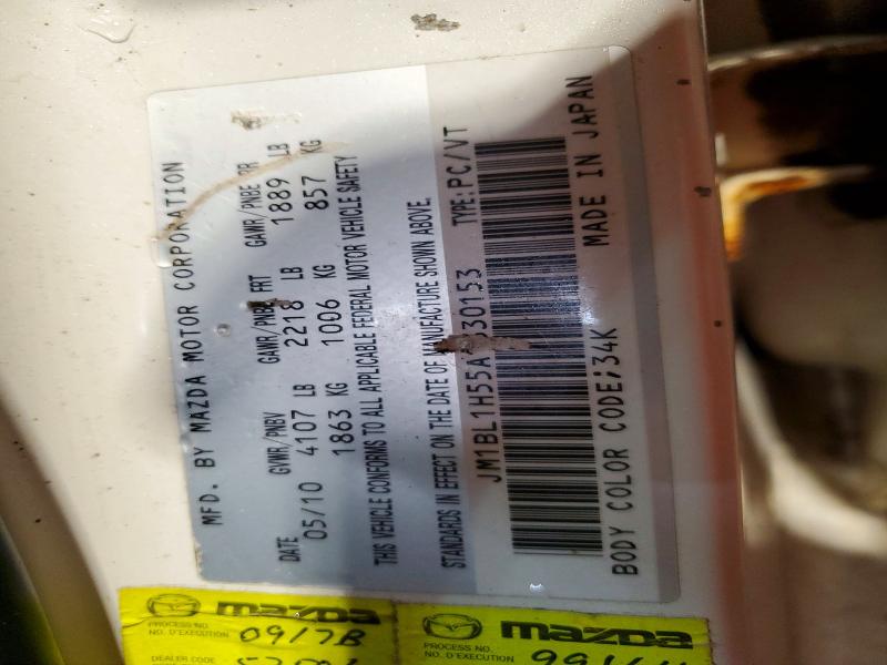 76979205 :رقم المزاد ، JM1BL1H55A1330153 vin ، 2010 Mazda 3 S مزاد بيع