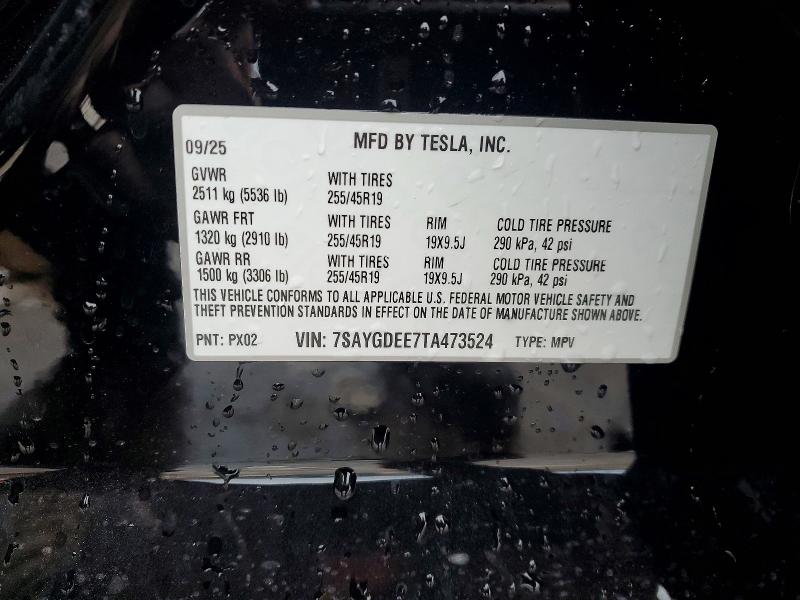 2026 Tesla Model Y მანქანა იყიდება აუქციონზე, vin: 7SAYGDEE7TA473524, აუქციონის ნომერი: 76228155