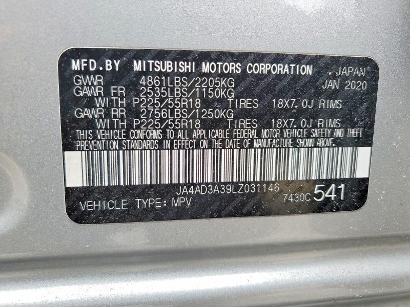 Продаж на аукціоні авто 2020 Mitsubishi Outlander, vin: JA4AD3A39LZ031146, номер лоту: 76237495