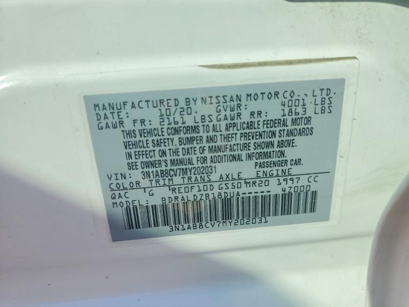 77865105 :رقم المزاد ، 3N1AB8CV7MY202031 vin ، 2021 Nissan Sentra مزاد بيع