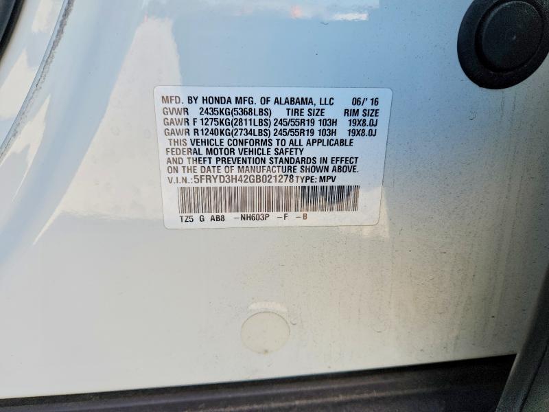 2016 Acura Mdx მანქანა იყიდება აუქციონზე, vin: 5FRYD3H42GB021278, აუქციონის ნომერი: 77157315