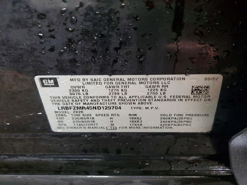 Продаж на аукціоні авто 2022 Buick Envision, vin: LRBFZMR45ND129704, номер лоту: 75376495