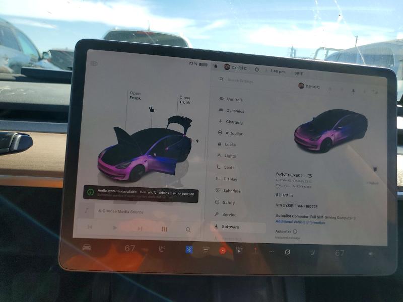 79098645 :رقم المزاد ، 5YJ3E1EB6NF180575 vin ، 2022 Tesla Model 3 مزاد بيع