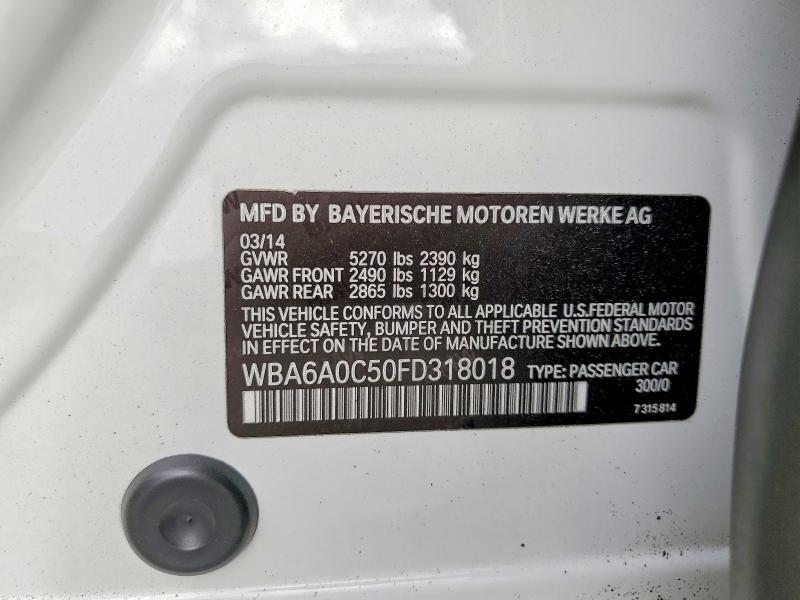 Продаж на аукціоні авто 2015 Bmw 640, vin: WBA6A0C50FD318018, номер лоту: 76131875