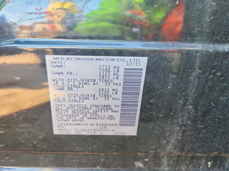 Продажа на аукционе авто 2016 Nissan Pathfinder, vin: 5N1AR2MM1GC610609, номер лота: 77498735