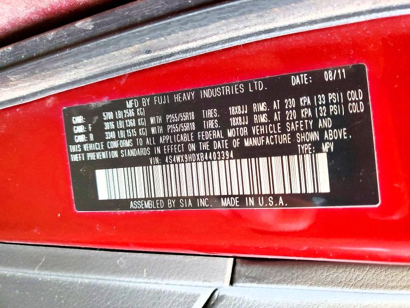 Продаж на аукціоні авто 2011 Subaru Tribeca Li, vin: 4S4WX9HDXB4403394, номер лоту: 77545245