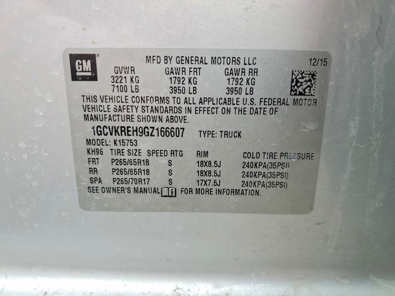 Продаж на аукціоні авто 2016 Chevrolet Silverado, vin: 1GCVKREH9GZ166607, номер лоту: 75803765
