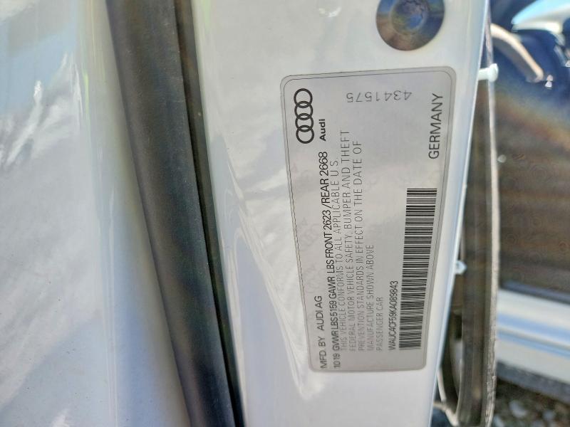 2019 Audi S5 მანქანა იყიდება აუქციონზე, vin: WAUC4CF59KA089843, აუქციონის ნომერი: 77406385