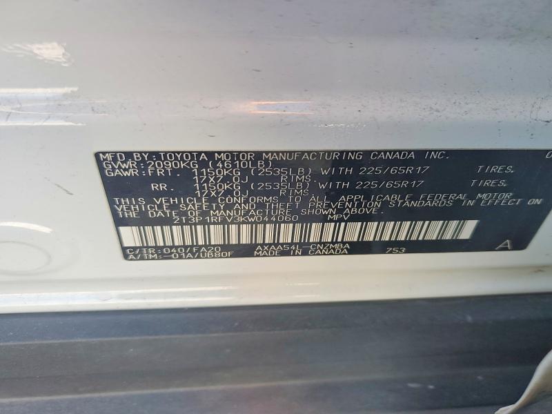 78566225 :رقم المزاد ، 2T3P1RFV3KW044060 vin ، 2019 Toyota Rav4 مزاد بيع