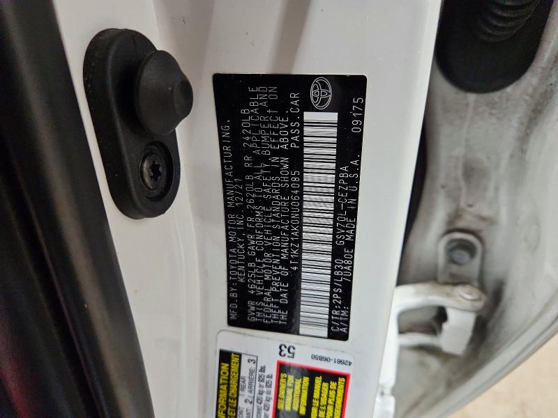Продаж на аукціоні авто 2022 Toyota Camry, vin: 4T1KZ1AK0NU064085, номер лоту: 78427575