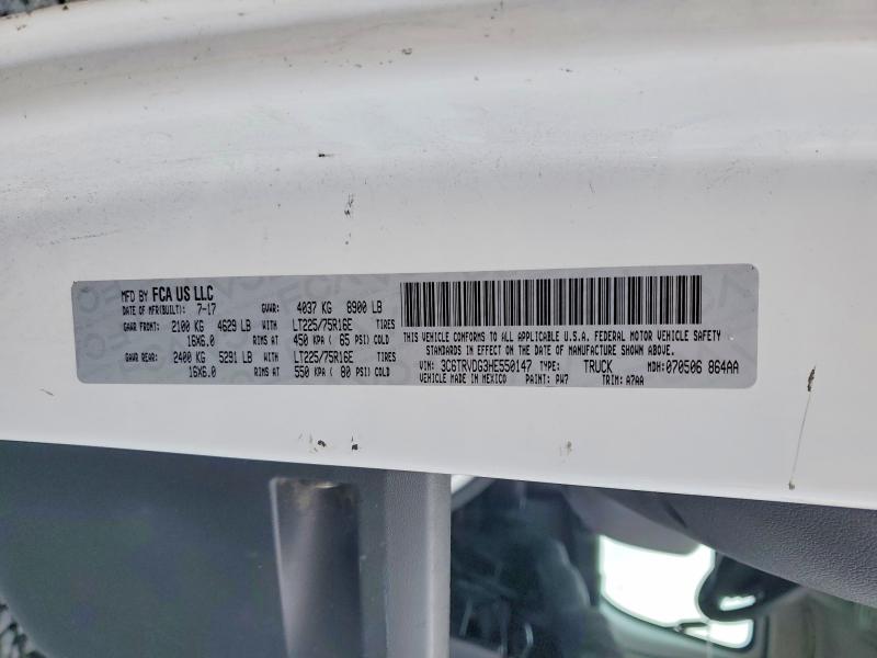 2017 Ram 2500 Unkn მანქანა იყიდება აუქციონზე, vin: 3C6TRVDG3HE550147, აუქციონის ნომერი: 78363895