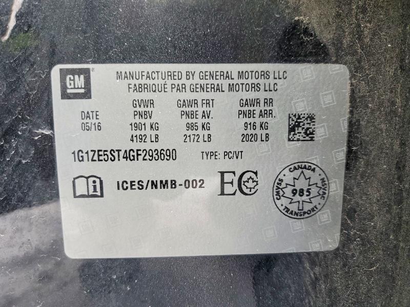 75306445 :رقم المزاد ، 1G1ZE5ST4GF293690 vin ، 2016 Chevrolet Malibu مزاد بيع