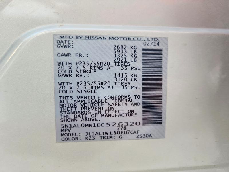 Aukcja sprzedaży 2014 Infiniti Qx60, vin: 5N1AL0MN1EC526320, numer aukcji: 77621685