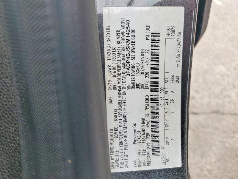 Aukcja sprzedaży 2019 Ford Fiesta, vin: 3FADP4BJ5KM142540, numer aukcji: 78863965