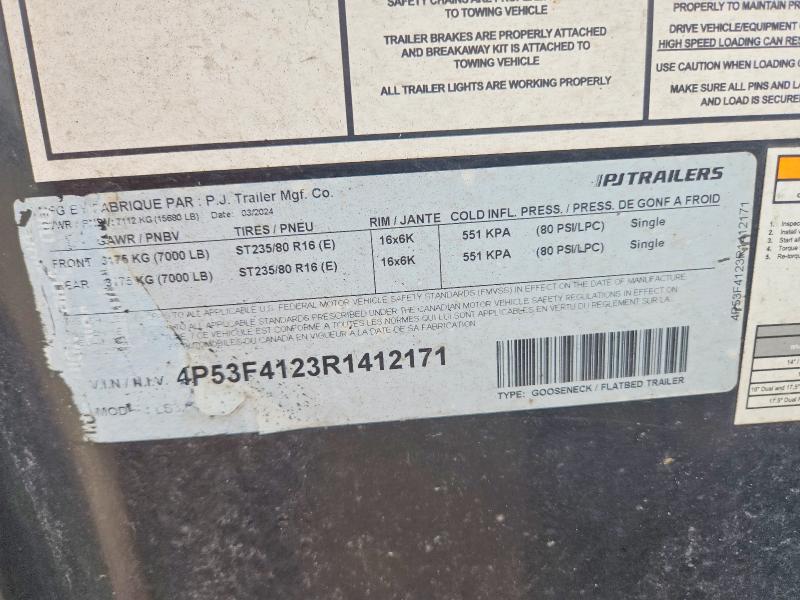 Продажа на аукционе авто 2024 Pj Trailer, vin: 4P53F4123R1412171, номер лота: 50688236