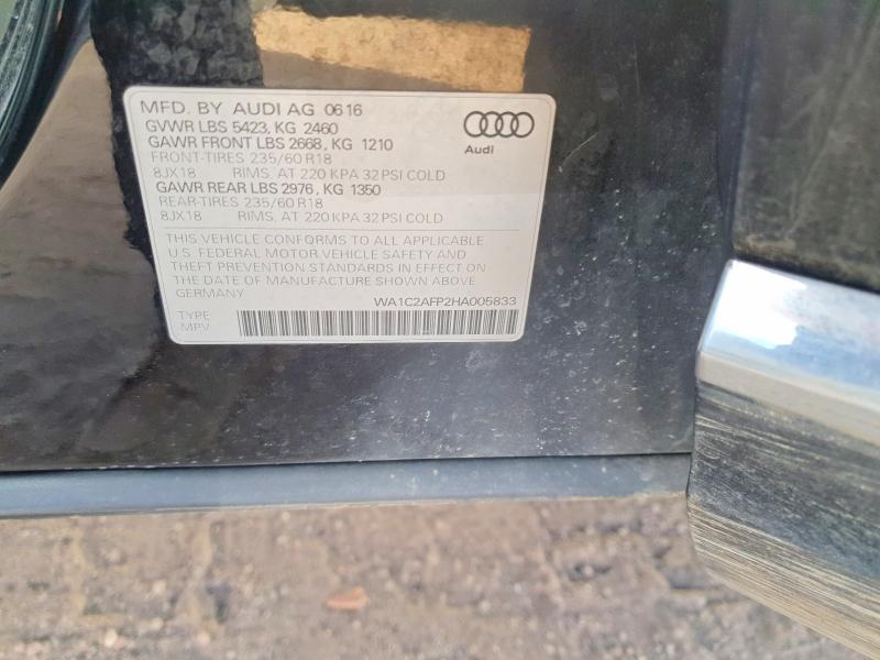 77430175 :رقم المزاد ، WA1C2AFP2HA005833 vin ، 2017 Audi Q5 Premium مزاد بيع