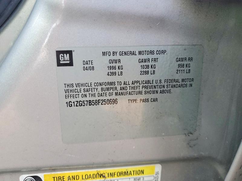 73494465 :رقم المزاد ، 1G1ZG57B58F250696 vin ، 2008 Chevrolet Malibu مزاد بيع