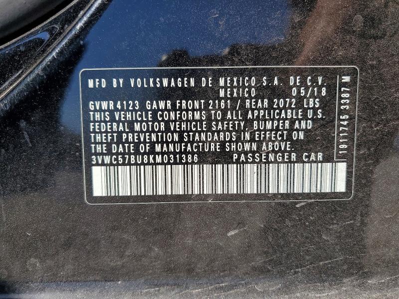 Продаж на аукціоні авто 2019 Volkswagen Jetta, vin: 3VWC57BU8KM031386, номер лоту: 79361155