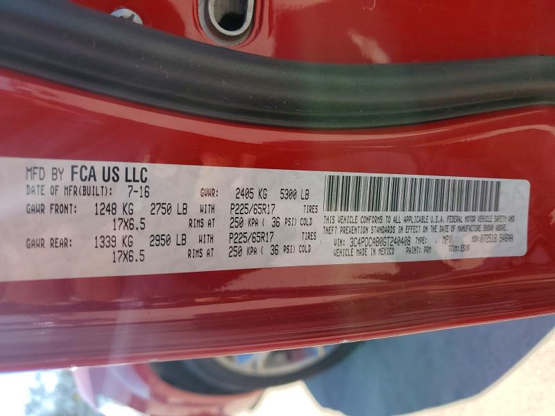 2016 Dodge Journey მანქანა იყიდება აუქციონზე, vin: 3C4PDCAB0GT240408, აუქციონის ნომერი: 77509035