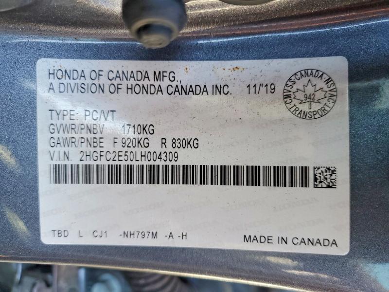 Aukcja sprzedaży 2020 Honda Civic, vin: 2HGFC2E50LH004309, numer aukcji: 78897445