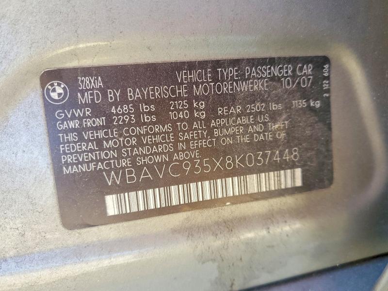 Продажа на аукционе авто 2008 Bmw 328, vin: WBAVC935X8K037448, номер лота: 75873785