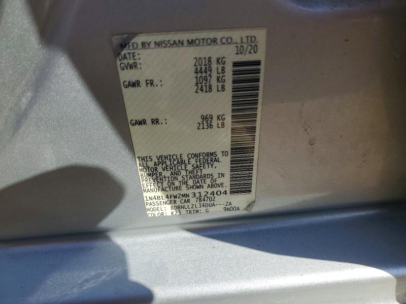 Продажа на аукционе авто 2021 Nissan Altima, vin: 1N4BL4FW2MN312404, номер лота: 76223825