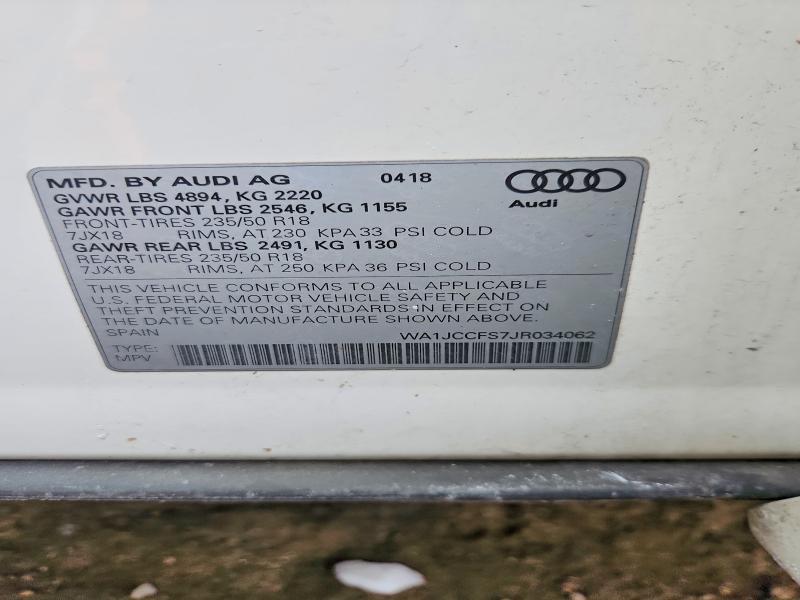 Продажа на аукционе авто 2018 Audi Q3, vin: WA1JCCFS7JR034062, номер лота: 76621645