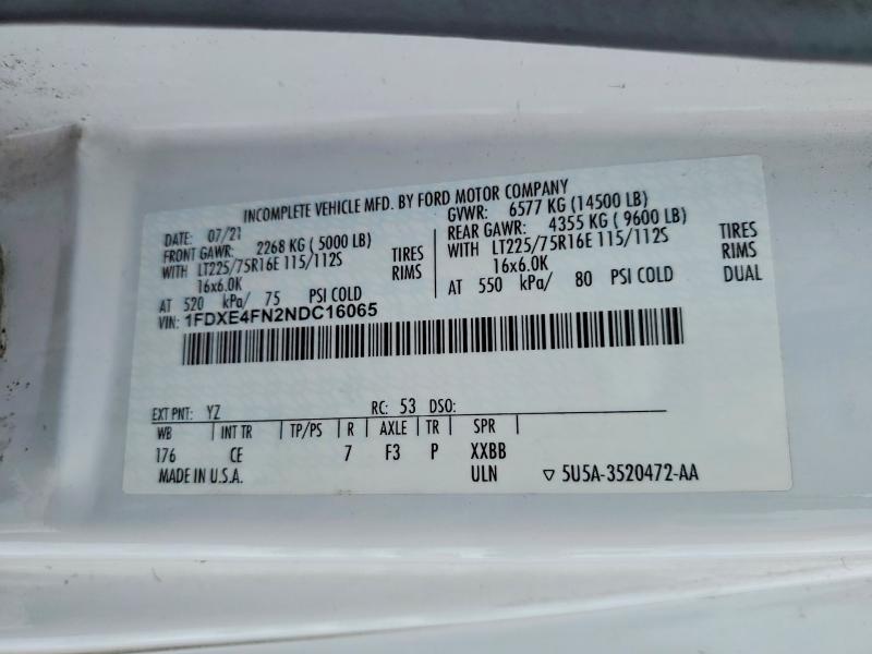 2022 Ford Econoline მანქანა იყიდება აუქციონზე, vin: 1FDXE4FN2NDC16065, აუქციონის ნომერი: 78368565