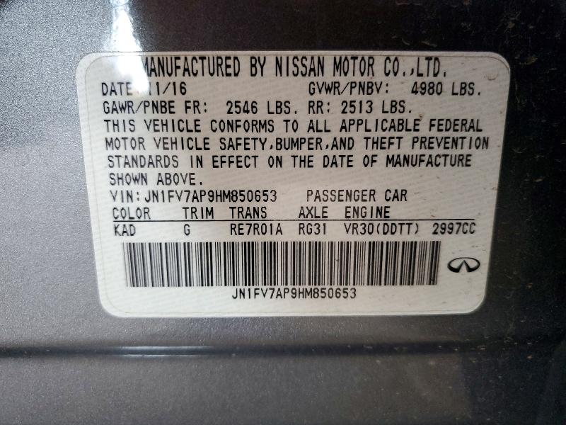 Продаж на аукціоні авто 2017 Infiniti Q50, vin: JN1FV7AP9HM850653, номер лоту: 78659655