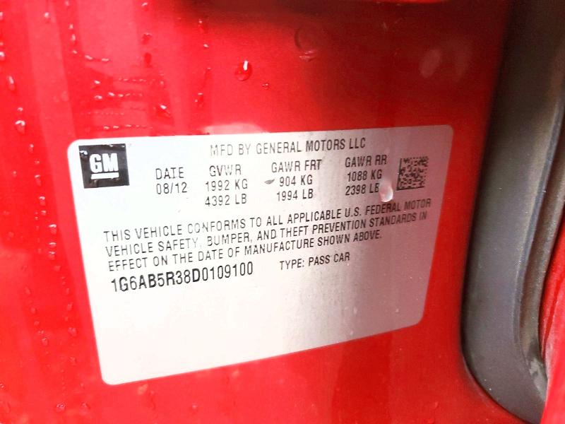 2013 Cadillac Ats მანქანა იყიდება აუქციონზე, vin: 1G6AB5R38D0109100, აუქციონის ნომერი: 75289085