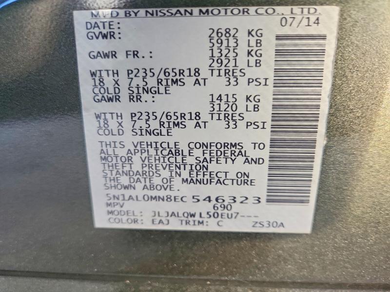 Продажа на аукционе авто 2014 Infiniti Qx60, vin: 5N1AL0MN8EC546323, номер лота: 76779515