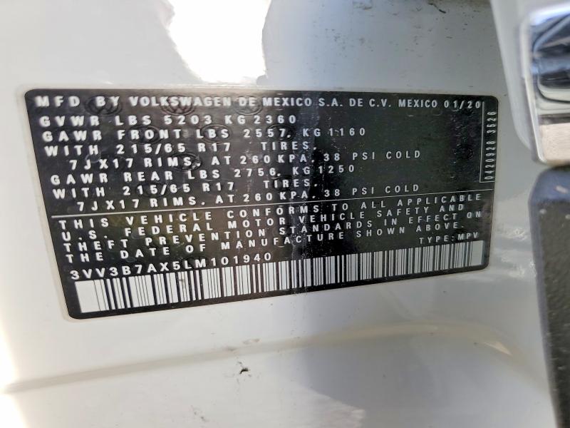 Продаж на аукціоні авто 2020 Volkswagen Tiguan, vin: 3VV3B7AX5LM101940, номер лоту: 79460205