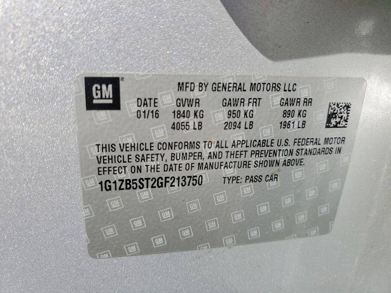 79058785 :رقم المزاد ، 1G1ZB5ST2GF213750 vin ، 2016 Chevrolet Malibu مزاد بيع
