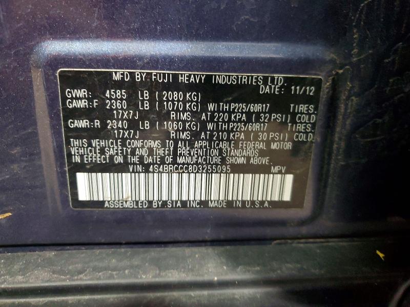77340925 :رقم المزاد ، 4S4BRCCC8D3255095 vin ، 2013 Subaru Outback 2. مزاد بيع