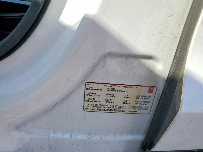 Продажа на аукционе авто 2016 Tesla Model X, vin: 5YJXCDE26GF026637, номер лота: 78079875